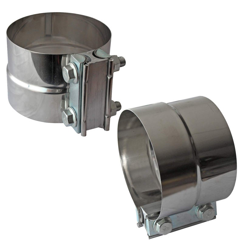 LEDAUT 4" Lap Joint Exhaust Band Clamp - Stainless Steel With 1 Block 2Pcs For 4" Od To 4" Id Exhaust Pipe, Muffler, Elbow And Exhaust Tubing Connection(2 Pack) - Image 1